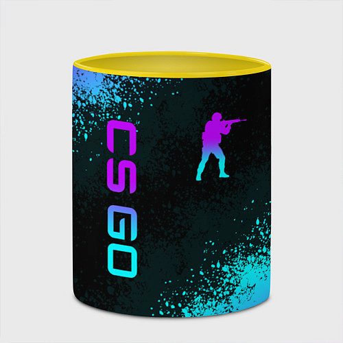 Кружка цветная CS GO NEON SYMBOL STYLE SKIN КС ГО НЕОН / 3D-Белый + желтый – фото 2
