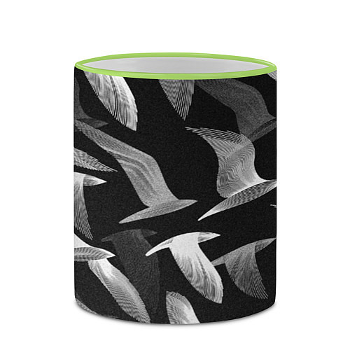 Кружка цветная Стая птиц 01 / 3D-Светло-зеленый кант – фото 2
