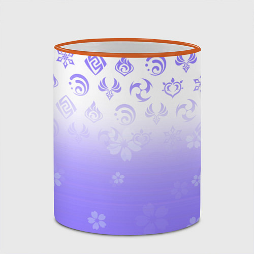 Кружка цветная GENSHIN IMPACT SYMBOL PATTERN SAKURA САКУРА / 3D-Оранжевый кант – фото 2