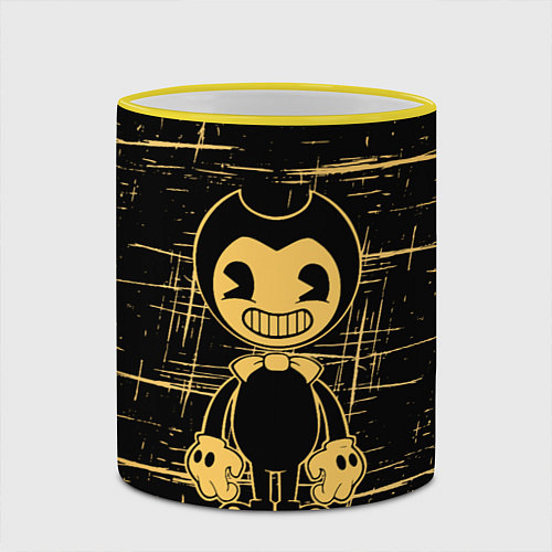 Кружка цветная Bendy and the ink machine - Бенди / 3D-Желтый кант – фото 2