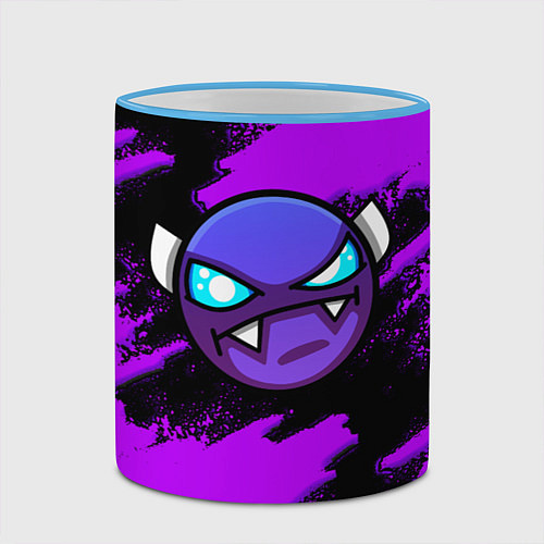 Кружка цветная Geometry Dash game - Геометри Дэш / 3D-Небесно-голубой кант – фото 2