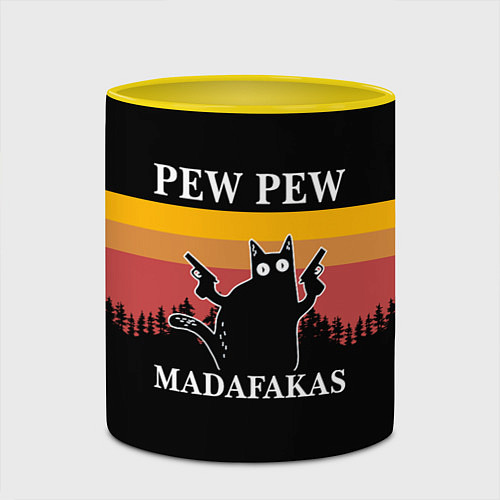 Кружка цветная Madafakas! PEW PEW / 3D-Белый + желтый – фото 2