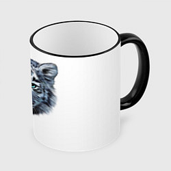 Кружка 3D Взгляд белого тигра, цвет: 3D-черный кант
