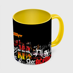 Кружка 3D КОРОЛЬ И ШУТ ЛОГОТИПЫ РОК ГРУПП, цвет: 3D-белый + желтый