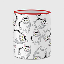 Кружка 3D КОТИКИ МЕМ МЯУ, цвет: 3D-красный кант — фото 2