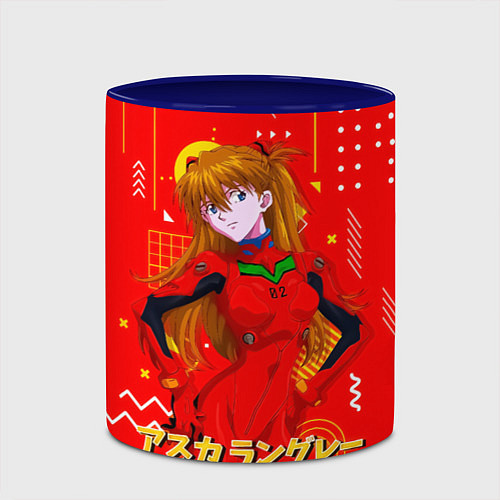 Кружка цветная Аска Лэнгли Сорью Evangelion / 3D-Белый + синий – фото 2