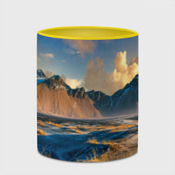 Кружка 3D Красивый горный пейзаж, цвет: 3D-белый + желтый — фото 2
