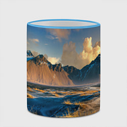 Кружка 3D Красивый горный пейзаж, цвет: 3D-небесно-голубой кант — фото 2
