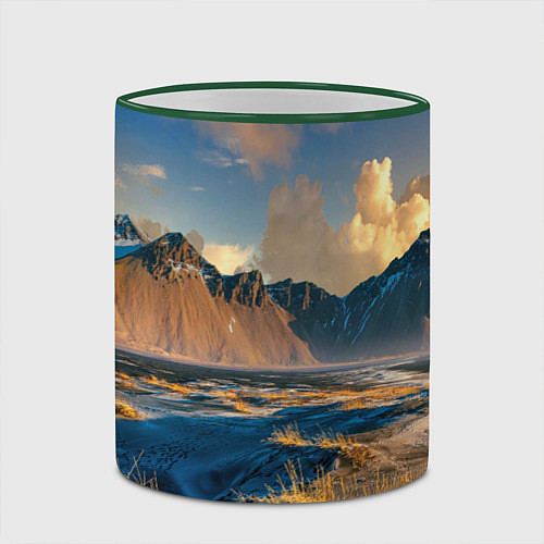Кружка цветная Красивый горный пейзаж / 3D-Зеленый кант – фото 2