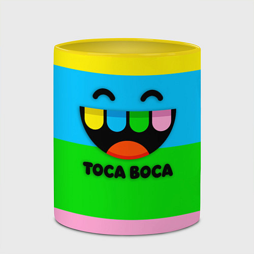 Кружка цветная Toca Boca Logo Тока Бока / 3D-Белый + желтый – фото 2