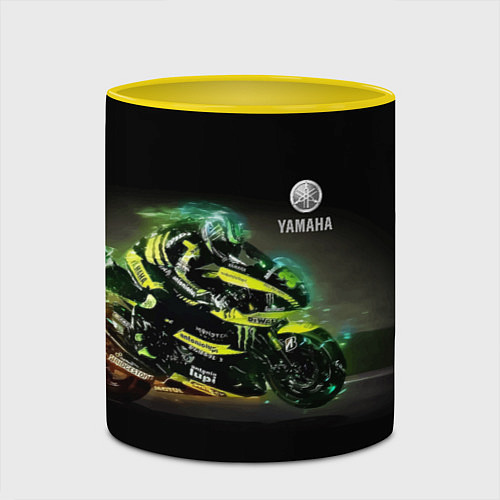 Кружка цветная YAMAHA - famous racing team! / 3D-Белый + желтый – фото 2