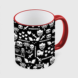 Кружка 3D UNDERTALE PATTERN БЕЛЫЙ, цвет: 3D-красный кант