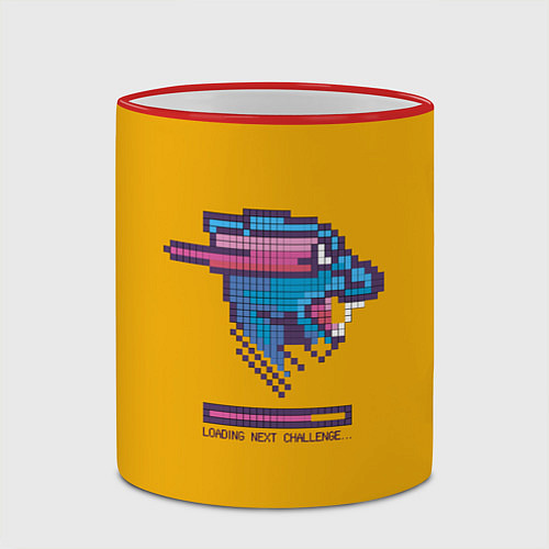 Кружка цветная Mr Beast Pixel Art / 3D-Красный кант – фото 2