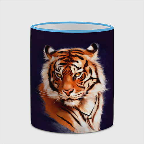 Кружка цветная Грозный Тигр Символ 2022 Года Tiger Beast / 3D-Небесно-голубой кант – фото 2