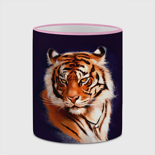 Кружка цветная Грозный Тигр Символ 2022 Года Tiger Beast / 3D-Розовый кант – фото 2