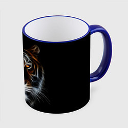 Кружка 3D Тигр в Темноте Глаза Зверя, цвет: 3D-синий кант