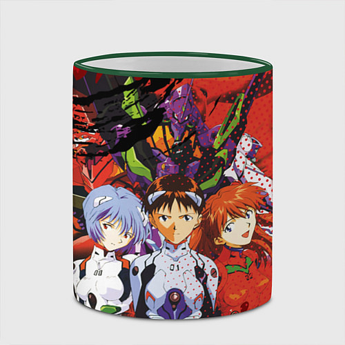 Кружка цветная Евангелион, или сокращённо Ева / 3D-Зеленый кант – фото 2