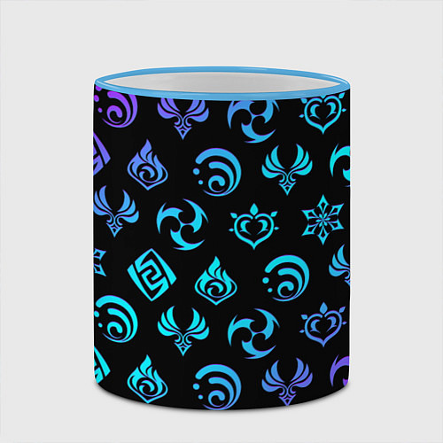 Кружка цветная NEON SYMBOL HERO GENSHIN IMPACT / 3D-Небесно-голубой кант – фото 2