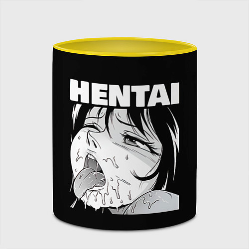 Кружка цветная HENTAI девочка ahegao / 3D-Белый + желтый – фото 2