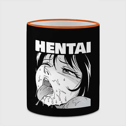 Кружка цветная HENTAI девочка ahegao / 3D-Оранжевый кант – фото 2