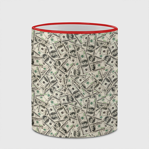 Кружка цветная Доллары Dollars / 3D-Красный кант – фото 2