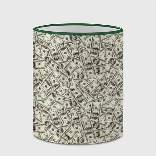 Кружка цветная Доллары Dollars / 3D-Зеленый кант – фото 2