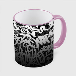 Кружка 3D GRAFFITI WHITE TAGS ГРАФФИТИ, цвет: 3D-розовый кант