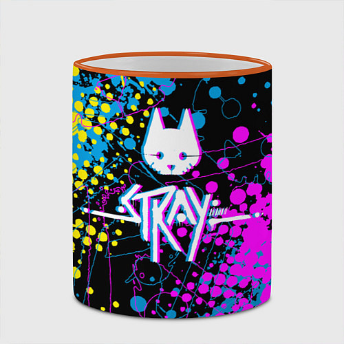 Кружка цветная Stray кот бродяга / 3D-Оранжевый кант – фото 2
