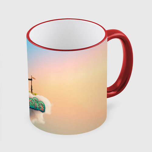 Кружка цветная Облако в Террарии / 3D-Красный кант – фото 1