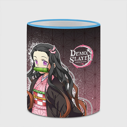 Кружка цветная НЕЗУКО NEZUKO SLAYER / 3D-Небесно-голубой кант – фото 2