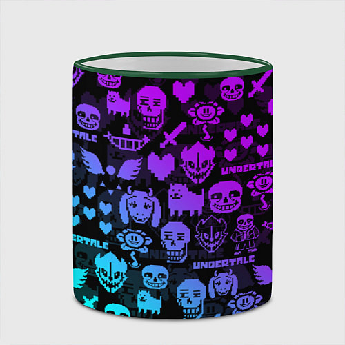Кружка цветная UNDERTALE NEON PATTERN УЗОР / 3D-Зеленый кант – фото 2