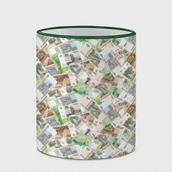 Кружка 3D Деньги РФ Рубли, цвет: 3D-зеленый кант — фото 2