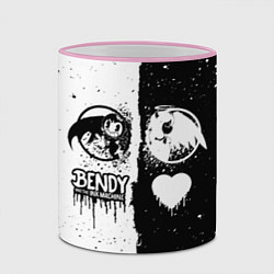 Кружка 3D BLACK AND WHITE BENDY AND THE INK MACHINE, цвет: 3D-розовый кант — фото 2