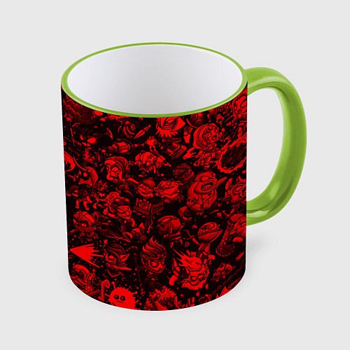 Кружка цветная DOTA 2 HEROES RED PATTERN ДОТА 2 / 3D-Светло-зеленый кант – фото 1