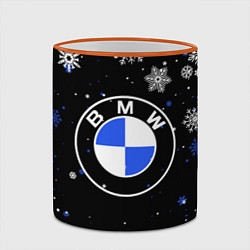 Кружка 3D НОВОГОДНИЙ БМВ НОВЫЙ ГОД BMW, цвет: 3D-оранжевый кант — фото 2