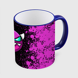 Кружка 3D Геометри Дэш Geometry Dash demon, цвет: 3D-синий кант