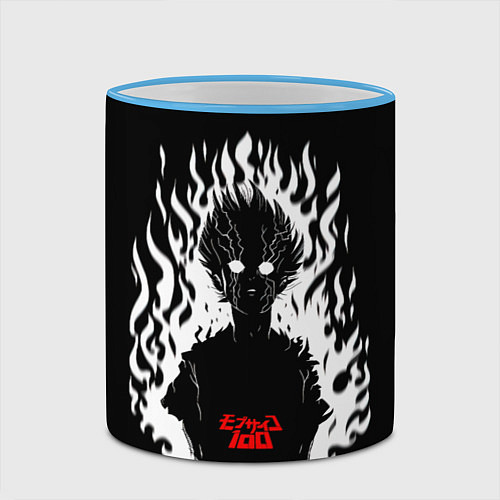 Кружка цветная Демонический Кагеяма Mob Psycho 100 / 3D-Небесно-голубой кант – фото 2