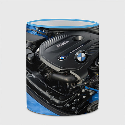 Кружка цветная BMW Engine Twin Power Turbo / 3D-Небесно-голубой кант – фото 2