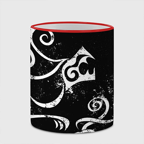 Кружка цветная ТАТУИРОВКА ДРАКЕНА WHITE AND BLACK / 3D-Красный кант – фото 2