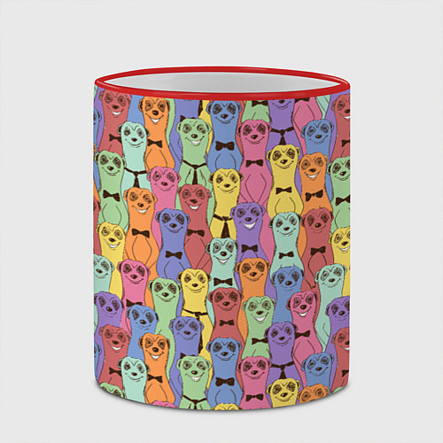 Кружка цветная Красочные Сурикаты / 3D-Красный кант – фото 2
