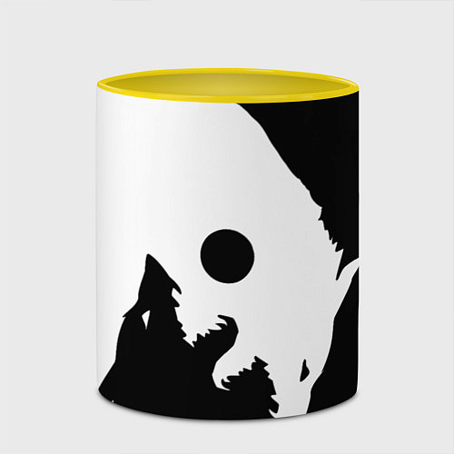Кружка цветная Волки Инь и Янь Добро и Зло / 3D-Белый + желтый – фото 2