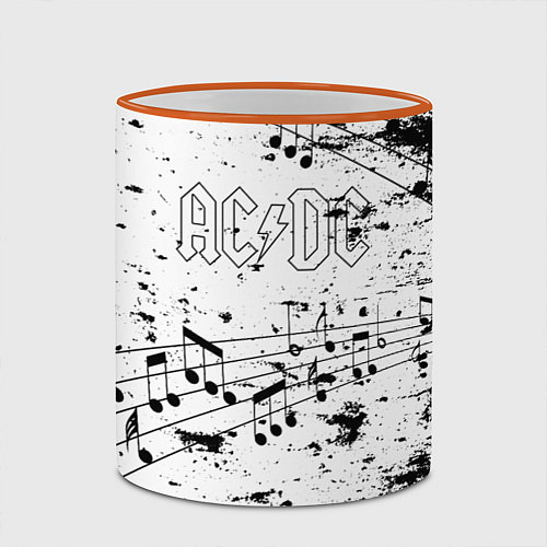 Кружка цветная ACDC - Музыкальные ноты / 3D-Оранжевый кант – фото 2