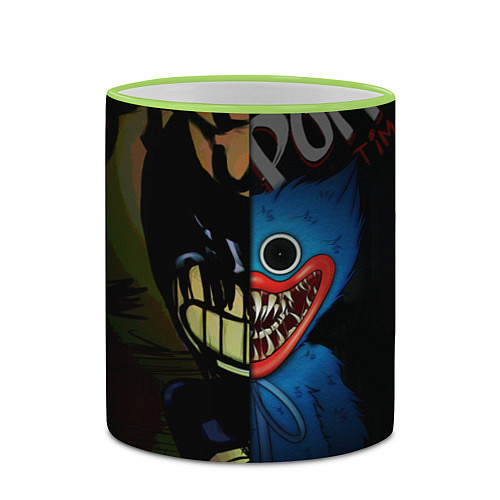 Кружка цветная POPPY PLAYTIME BENDY AND THE INK MACHINE / 3D-Светло-зеленый кант – фото 2