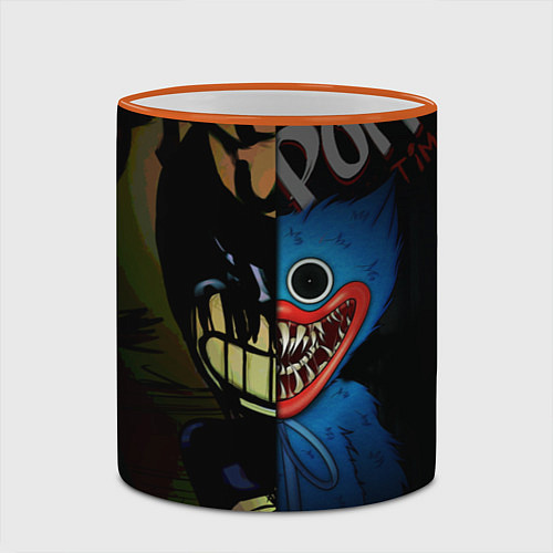 Кружка цветная POPPY PLAYTIME BENDY AND THE INK MACHINE / 3D-Оранжевый кант – фото 2