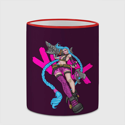 Кружка цветная Джинкс - League Of Legends Jinx / 3D-Красный кант – фото 2