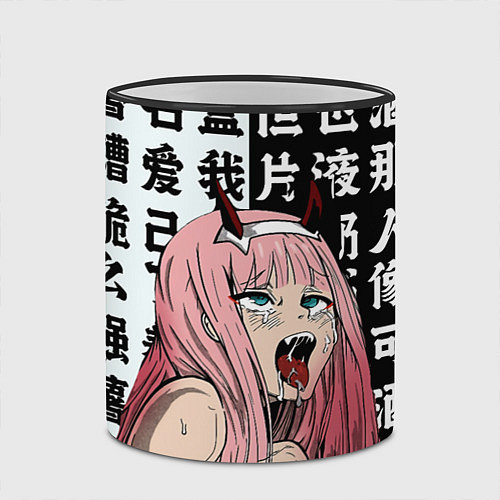 Кружка цветная AHEGAO ZERO TWO Зеро ту ахегао / 3D-Черный кант – фото 2