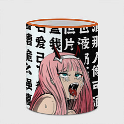 Кружка 3D AHEGAO ZERO TWO Зеро ту ахегао, цвет: 3D-оранжевый кант — фото 2