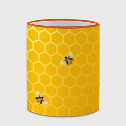 Кружка 3D Любишь мед, люби и пчелок, цвет: 3D-оранжевый кант — фото 2