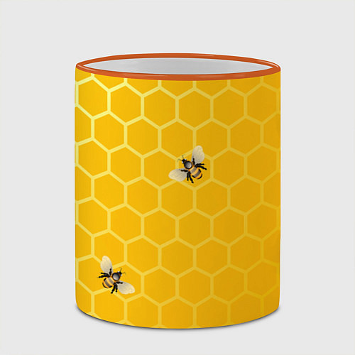 Кружка цветная Любишь мед, люби и пчелок / 3D-Оранжевый кант – фото 2