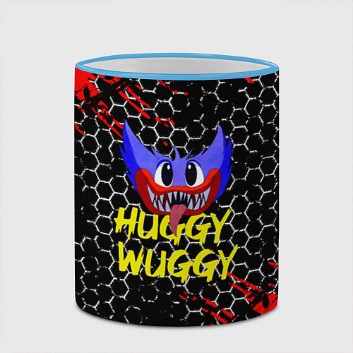 Кружка цветная Huggy Wuggy соты / 3D-Небесно-голубой кант – фото 2